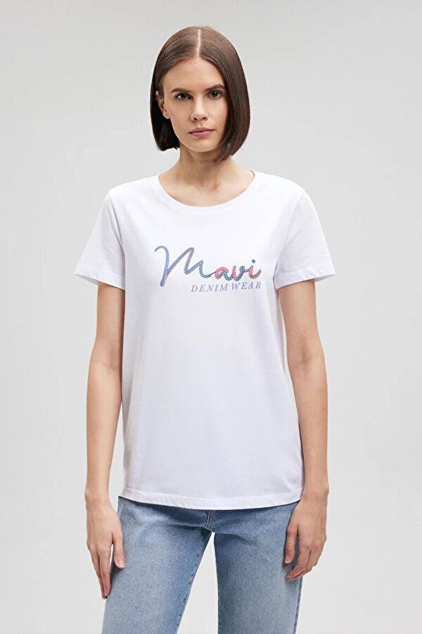Mavi LOGO TİŞÖRT Beyaz Kadın Kısa Kol T-Shirt