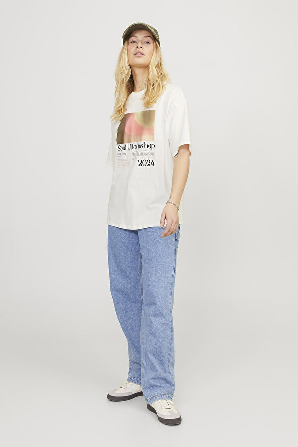Jjxx JXPAIGE LOOSE SS TEE JRS Ekru Kadın Kısa Kol T-Shirt