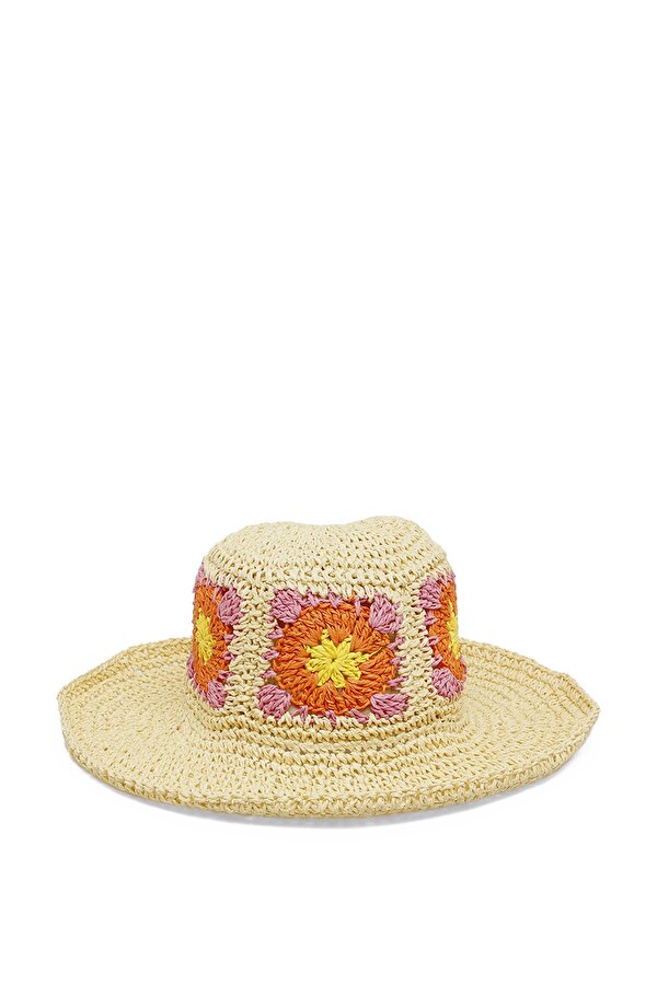 Butigo FLOWER STRAW HAT-W 4FX Çok Renkli Kadın Hasır Şapka