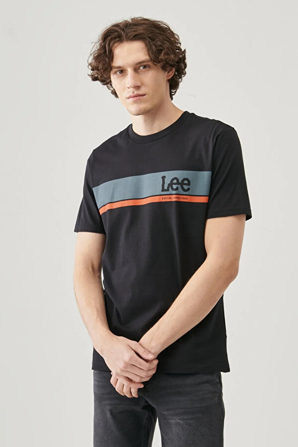 Lee Logo T-shirt Siyah Erkek Kısa Kol T-Shirt