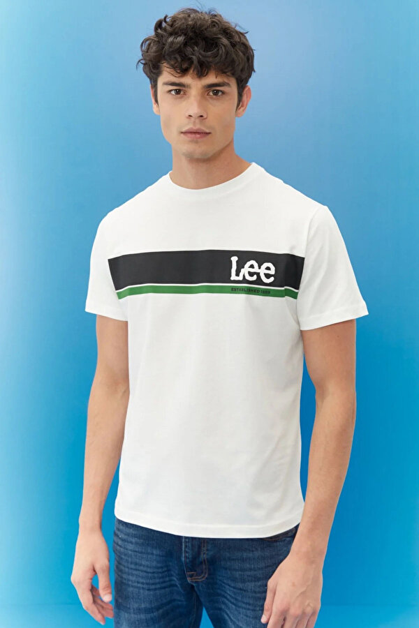 Lee Logo T-shirt Beyaz Erkek Kısa Kol T-Shirt