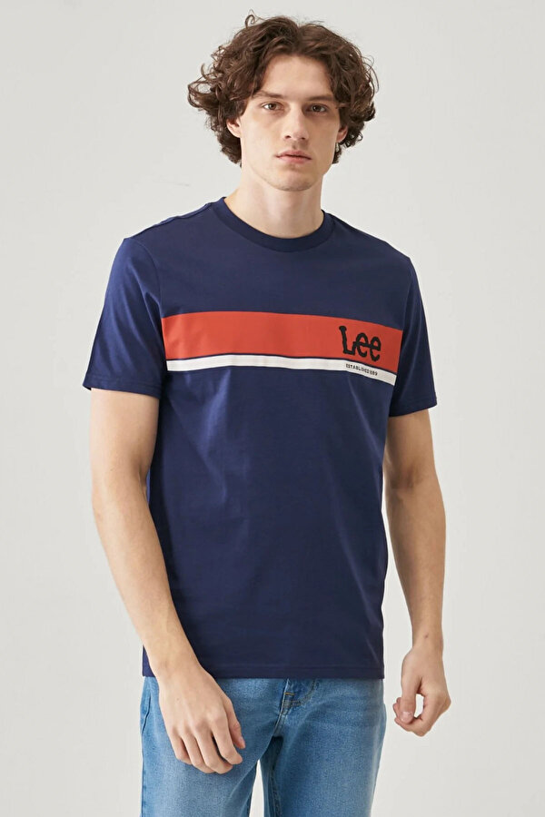 Lee Logo T-shirt Lacivert Erkek Kısa Kol T-Shirt