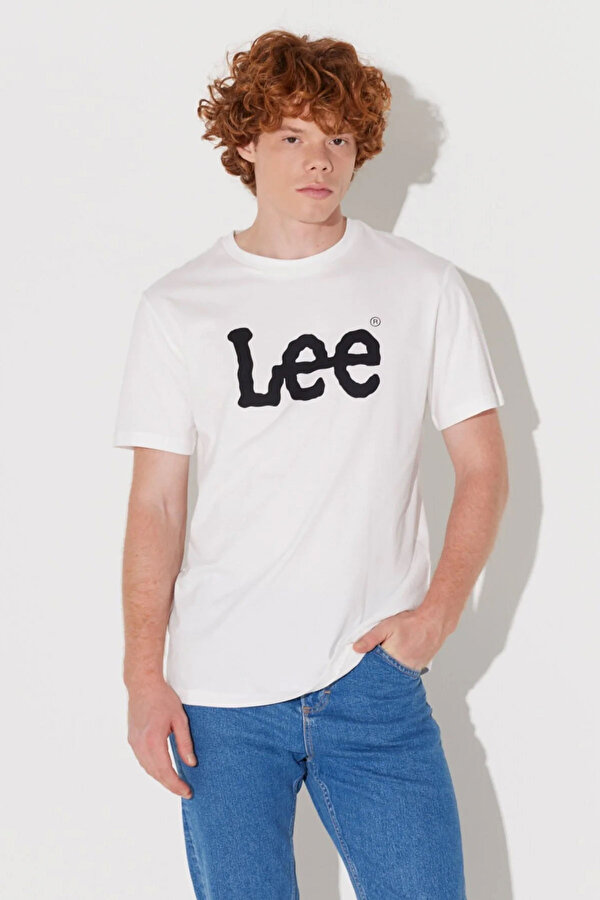 Lee Lightweight SS Wobbly Log Beyaz Erkek Kısa Kol T-Shirt
