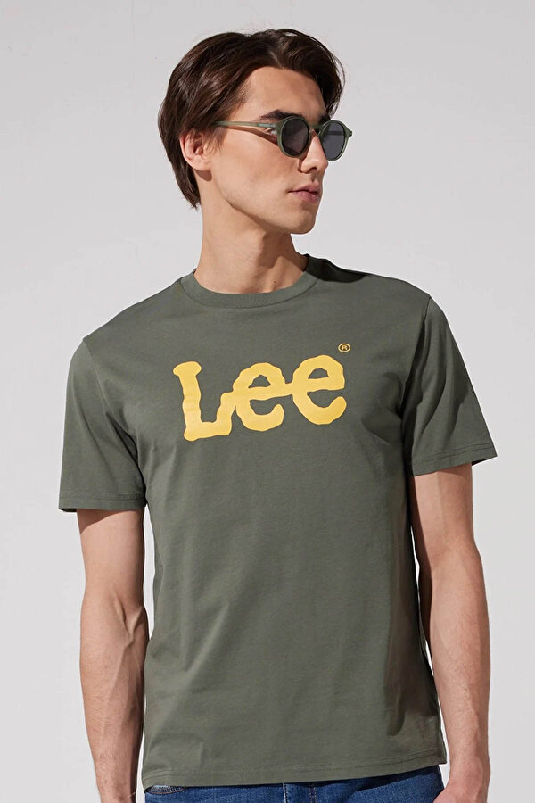 Lee EU Coll.M Big Logo Crew N Haki Erkek Kısa Kol T-Shirt