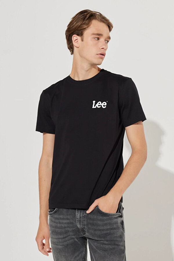 Lee Bisiklet Yaka T-shirt Siyah Erkek Kısa Kol T-Shirt