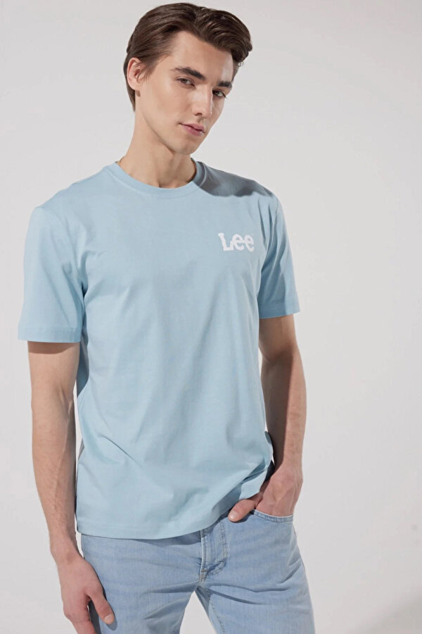 Lee Bisiklet Yaka T-shirt Mavi Erkek Kısa Kol T-Shirt