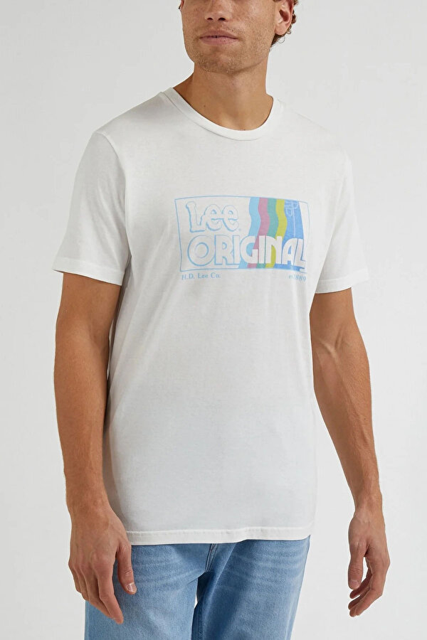 Lee Bisiklet Yaka T-shirt Ekru Erkek Kısa Kol T-Shirt