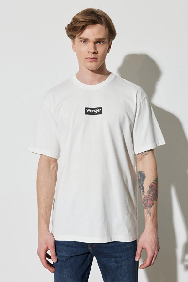 WRANGLER Bisiklet Yaka T-shirt Beyaz Erkek Kısa Kol T-Shirt