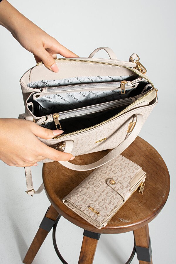 Just Polo Kadın Yeni Sezon Büyük Boy 5 Bölmeli El ve Omuz Çantası 26x20cm TR4030