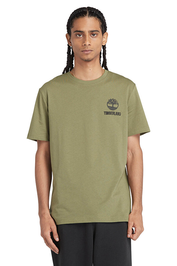 Timberland Short Sleeve Back Logo Gr Haki Erkek Kısa Kol T-Shirt