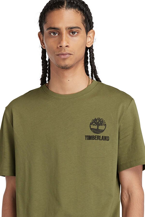Timberland Short Sleeve Back Logo Gr Haki Erkek Kısa Kol T-Shirt