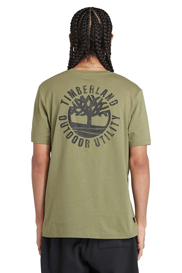 Timberland Short Sleeve Back Logo Gr Haki Erkek Kısa Kol T-Shirt