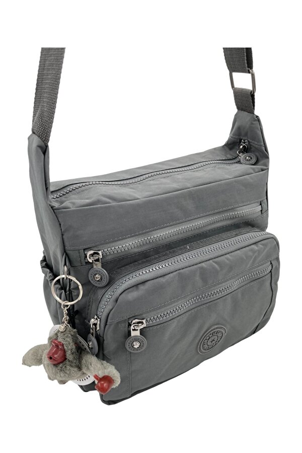Rky SERENITY Klinkır Gri Postacı Çanta Bol Cepli Çapraz Askılı Kadın Çanta Yağmura Geçirmez Kumaş
