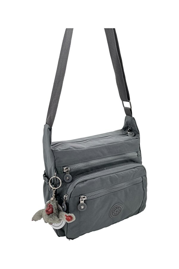 Rky SERENITY Klinkır Gri Postacı Çanta Bol Cepli Çapraz Askılı Kadın Çanta Yağmura Geçirmez Kumaş