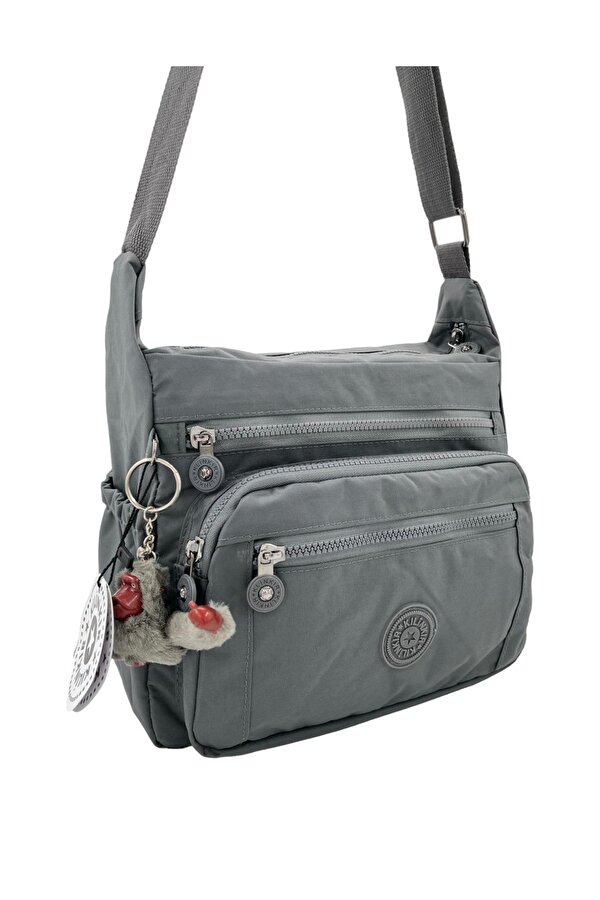 Rky SERENITY Klinkır Gri Postacı Çanta Bol Cepli Çapraz Askılı Kadın Çanta Yağmura Geçirmez Kumaş