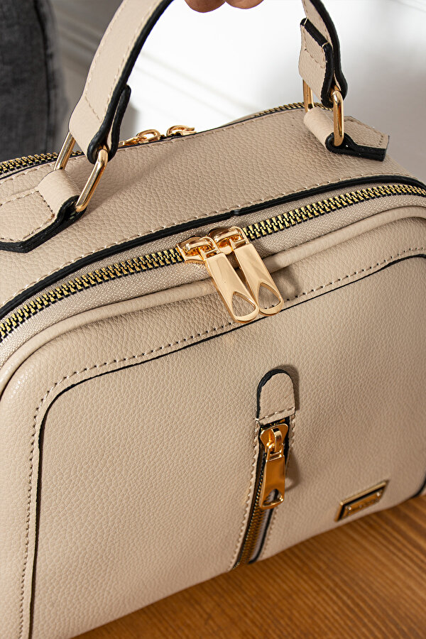 Sanmoris SN 1402 ÇOK BÖLMELİ KADIN KOL ÇANTASI OMUZ ÇANTASI AYARLANABİLİR OMUZ ASKISI KUM