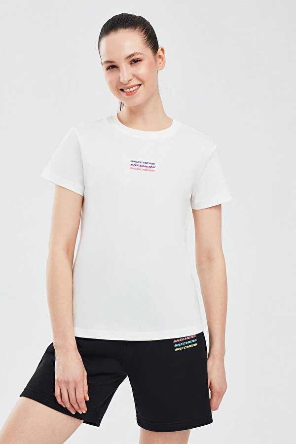 Skechers Essential W Short Sleeve Beyaz Kadın Kısa Kol T-Shirt