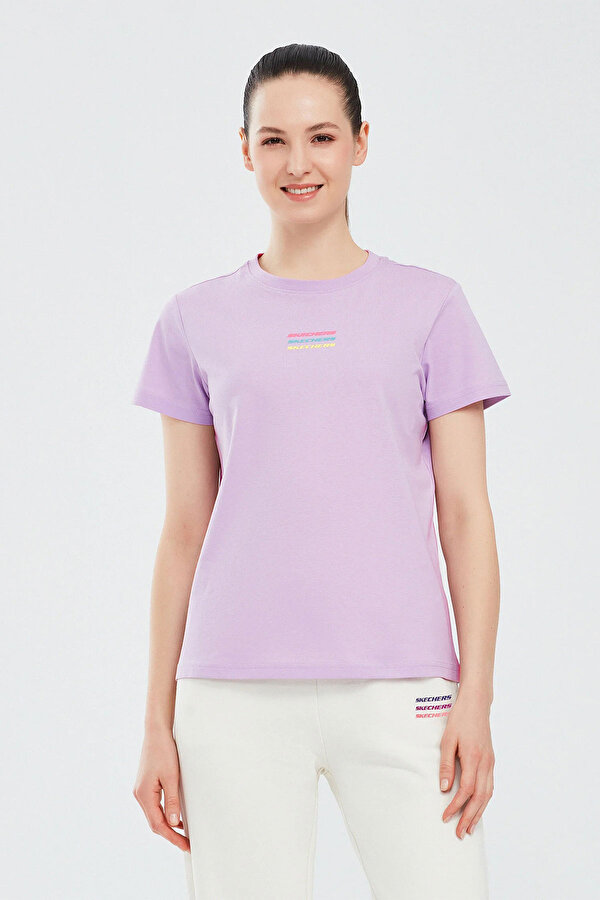 Skechers Essential W Short Sleeve Mor Kadın Kısa Kol T-Shirt