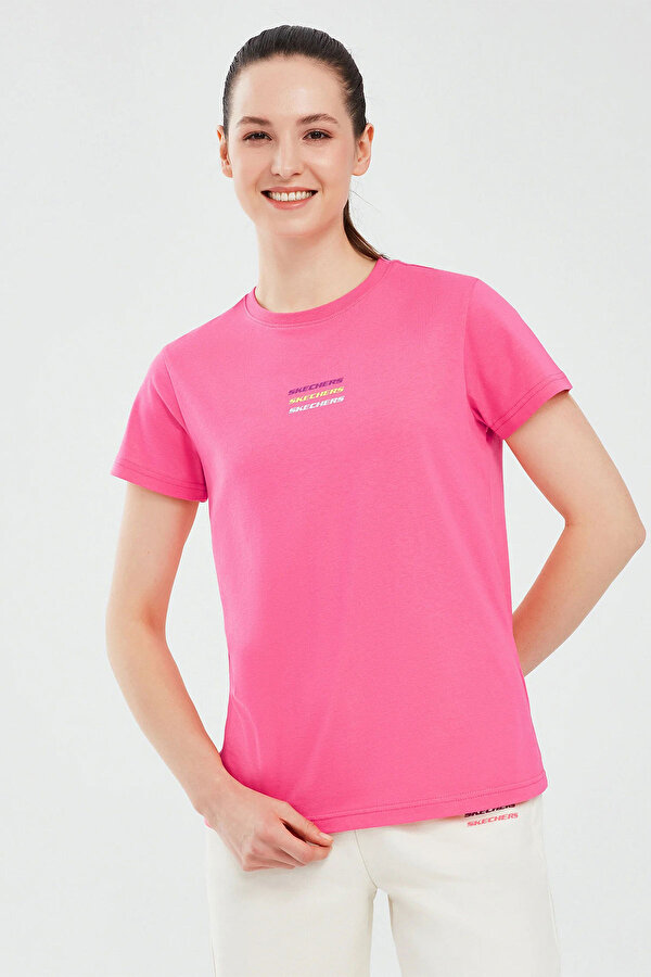 Skechers Essential W Short Sleeve Pembe Kadın Kısa Kol T-Shirt