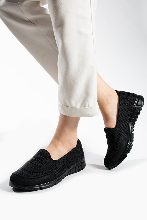 Kaof Shoes Kadın Siyah Günlük Ayakkabı Yürüyüş Ayakkabısı Anne Ayakkabısı Anne Babet Ayakkabı Spor Ayakkabı