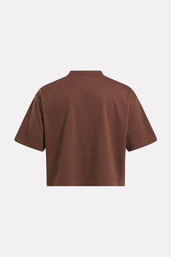 Reebok Cl Ae Big Logo Crop Tee Коричневый 004 Женщина Футболка
