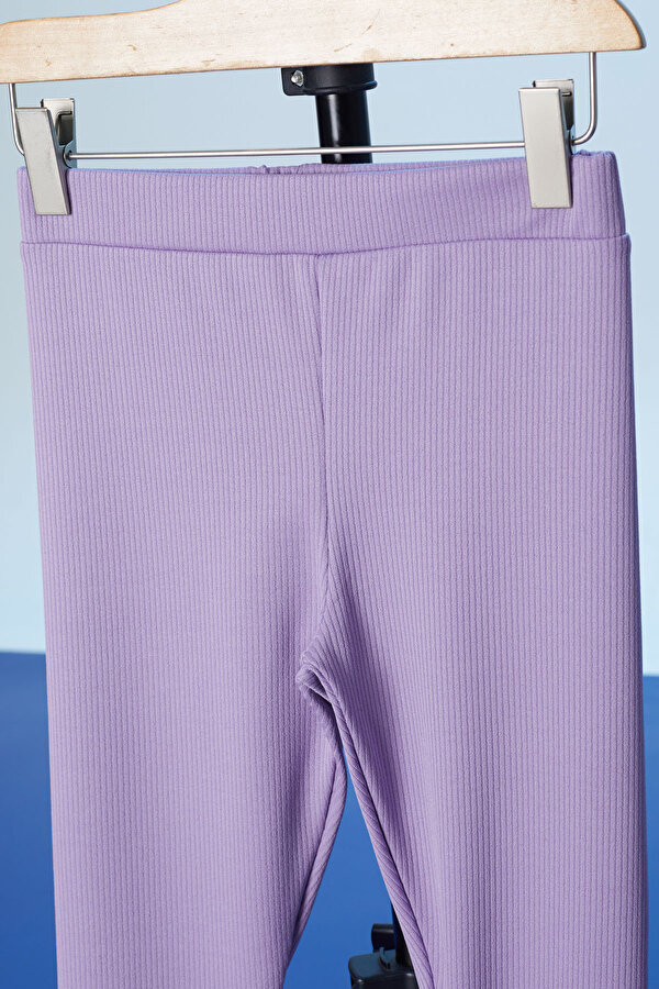 Cansın Mini Lila Cupcake Nakışlı Fitilli Kız Çocuk Tayt 18279