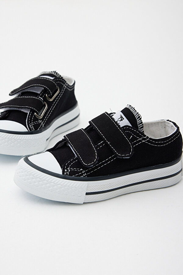 Tonny Black Çocuk Unisex Siyah Rahat Kalıp Cırtlı Sneaker