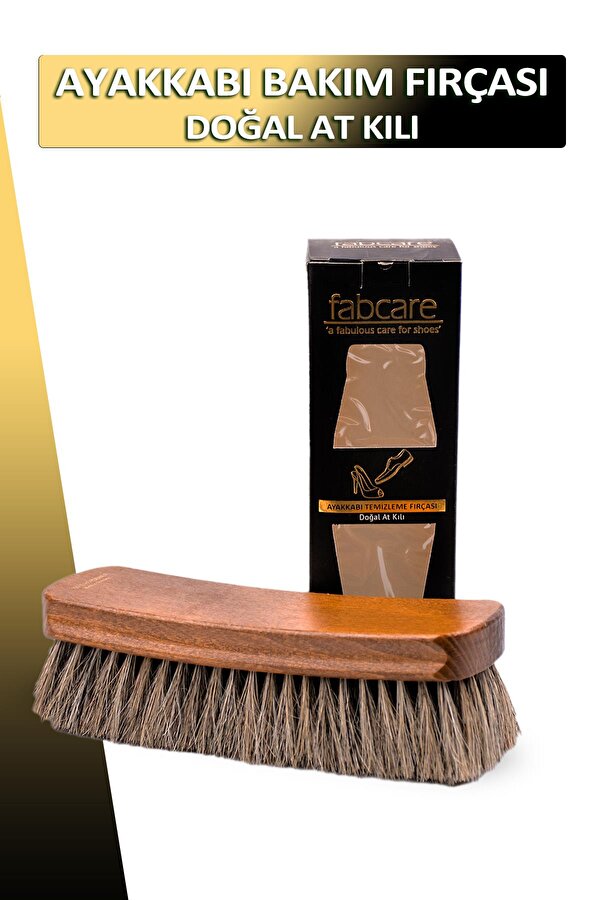 Dopar Bağcık + Fabcare Doğal At kılı Ayakkabı Temizleme Bakım Fırçası Orta Boy 17 CM Set