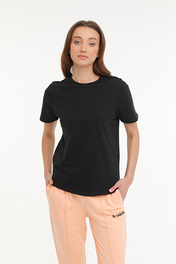Kinetix WB PAM C NECK 11SN226 4FX Siyah Kadın Kısa Kol T-Shirt