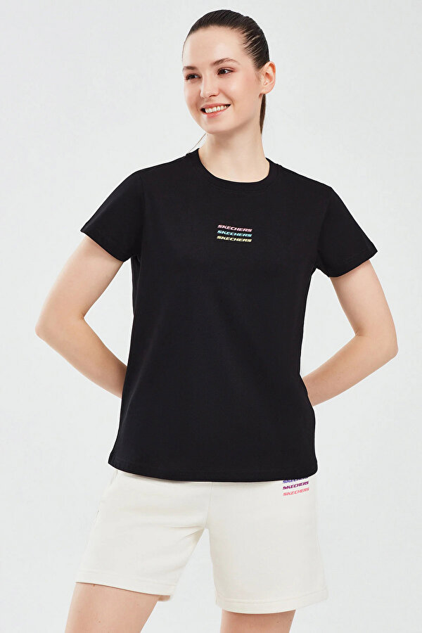 Skechers Essential W Short Sleeve Siyah Kadın Kısa Kol T-Shirt