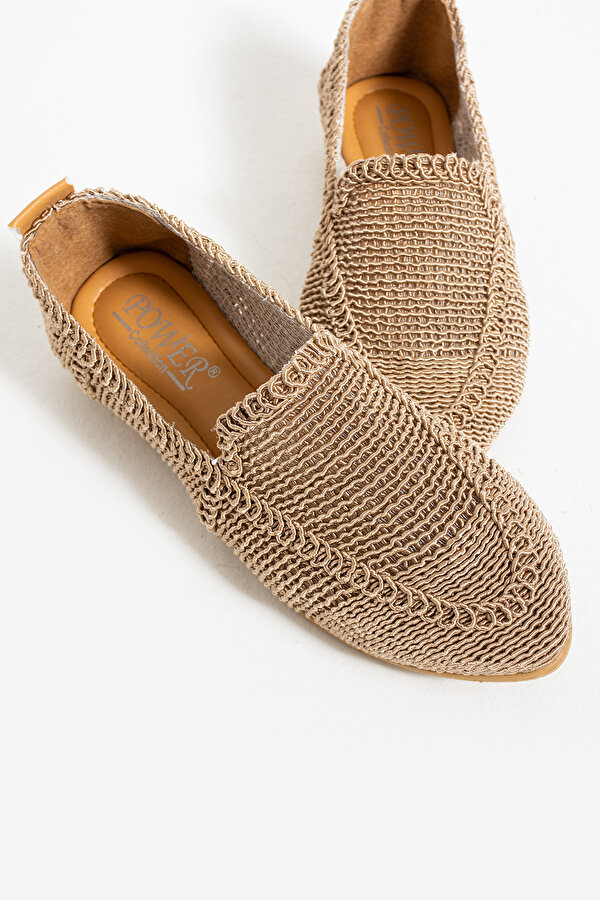 Kaof Shoes Kadın Vizon Hasır Babet Ayakkabı Örme Babet Ayakkabı Kadın Günlük Ayakkabı Klasik Ayakkabı