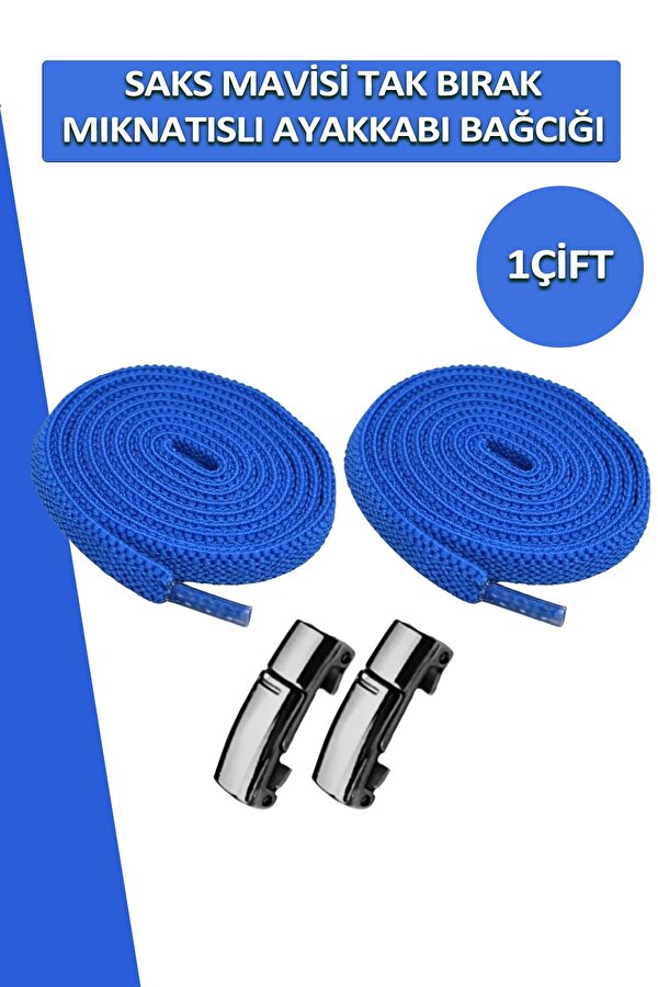 Dopar Elastik Akıllı Kilitli Bağcık Mıknatıslı Metal Tak Bırak Spor Ayakkabı Bağcığı 100 CM