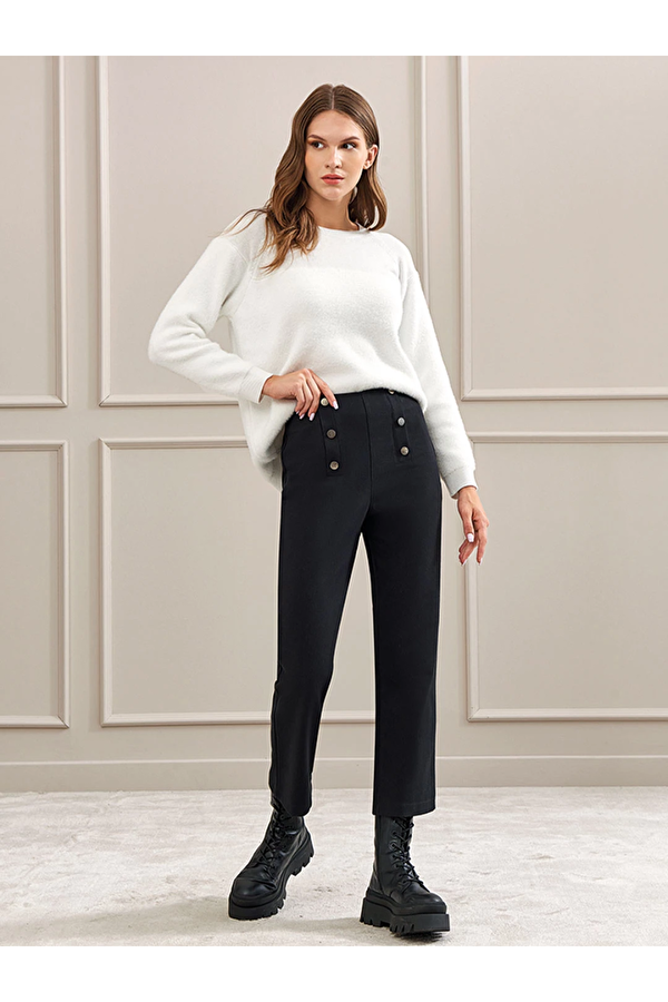 Unique Mode Bol Paça Siyah Kadın Pantolon UW244008