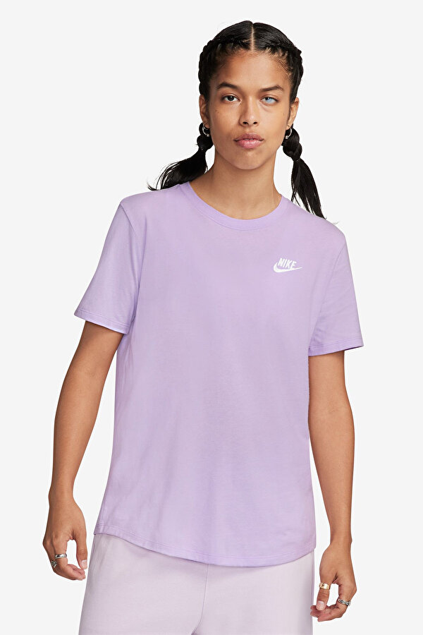 Nike W NSW CLUB SS TEE Lila Kadın Kısa Kol T-Shirt