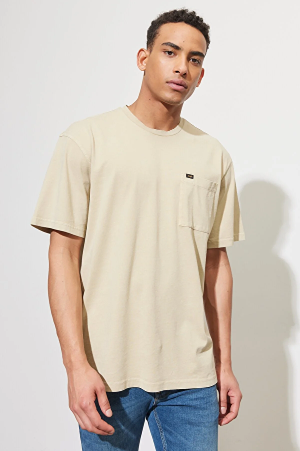 Lee Sıfır Yaka Regular Fit Ekru Erkek T-Shirt LL02FPNQ