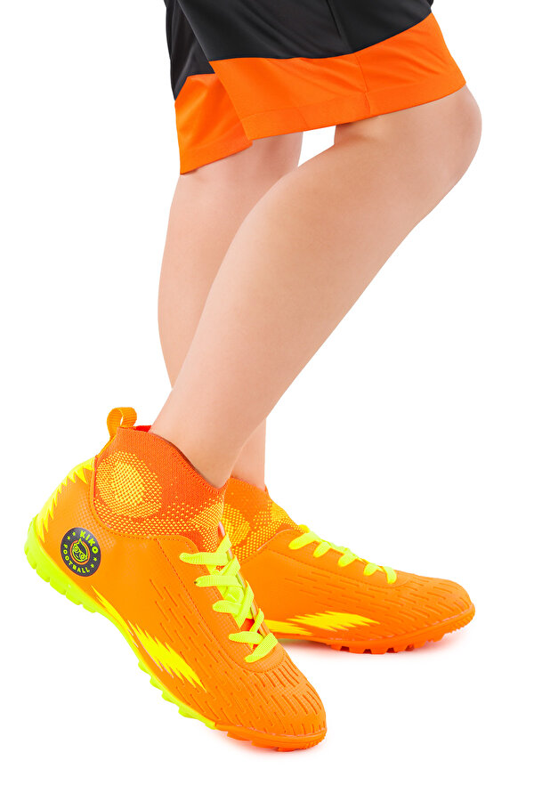 Kiko Kids 142 FHS Boğazlı Halı Saha Erkek Çocuk Futbol Ayakkabı Turuncu - Sarı