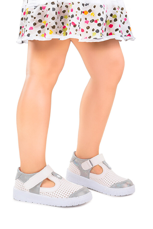 Kiko Kids Kız Çocuk Günlük Ayakkabı Arz 2324 Beyaz - Gümüş