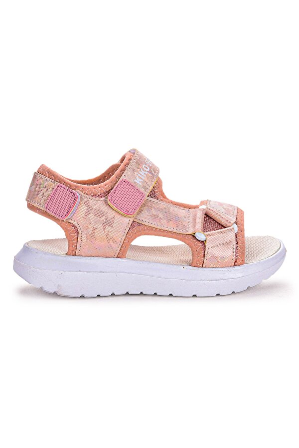 Kiko Kids 333 Hologram Cırtlı Kız Çocuk Sandalet Ayakkabı Pudra