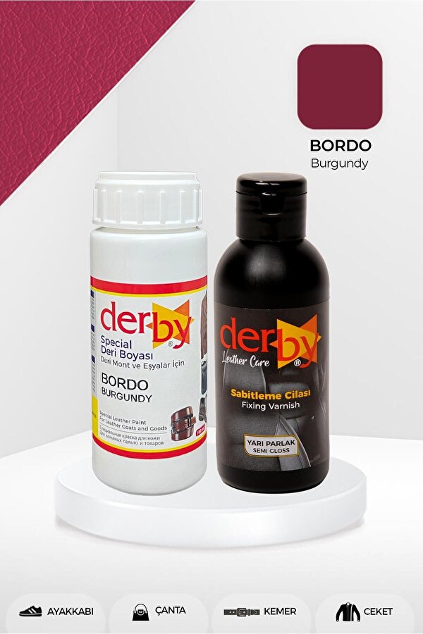 Special Deri Boyası Ve Cilası 100 ml - 2'li Set / Ayakkabı Mont Eşya Çanta Deri Boyası - Bordo