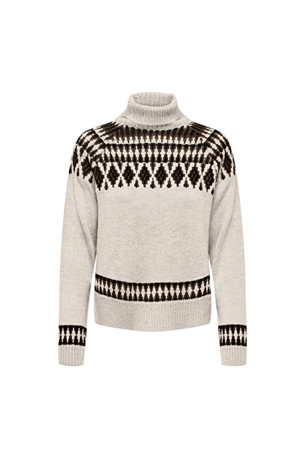 Only Tam Balıkçı Bej Kadın Kazak 15294779