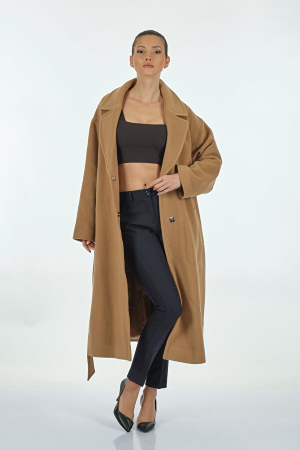 Sedna Büyük Beden Camel Kadın Kaban 22KKBN1956