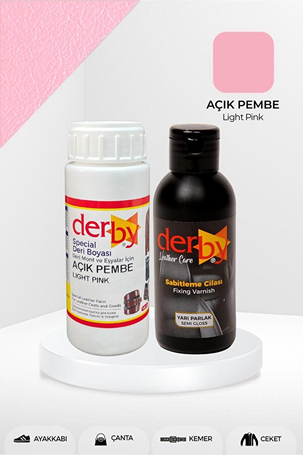 Special Deri Boyası Ve Cilası 100 ml - 2'li Set / Ayakkabı Mont Eşya Çanta Deri Boyası - Açık Pembe
