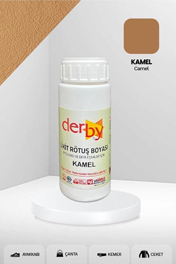 Derby Deri Ayakkabı ve Eşyalar Için Örtücü Yoğun Rötuş Boyası 100 Ml - Camel