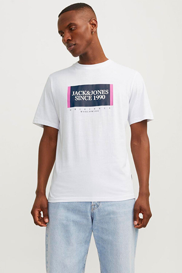 Jack & Jones JORLAFAYETTE BOX TEE SS C Beyaz Erkek Kısa Kol T-Shirt
