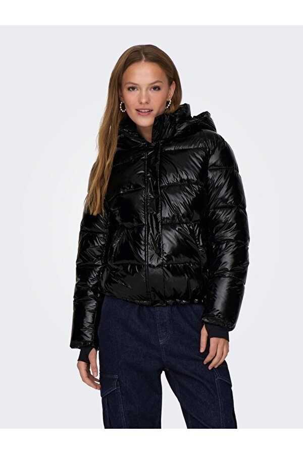 Only Kapüşonlu Puffer Siyah Kadın Mont 15287919