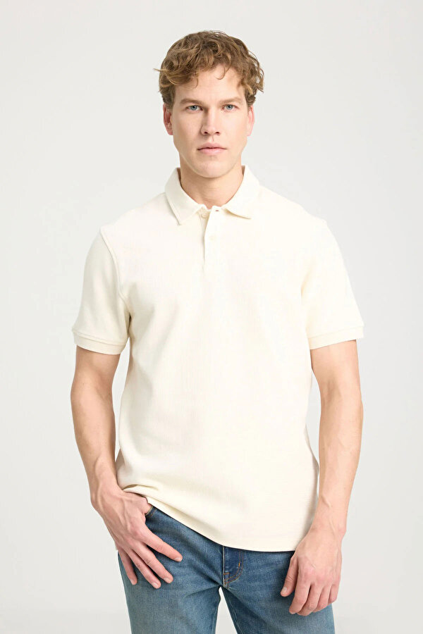WRANGLER Kısa Kollu Polo T-shirt Ekru Erkek Kısa Kol T-Shirt