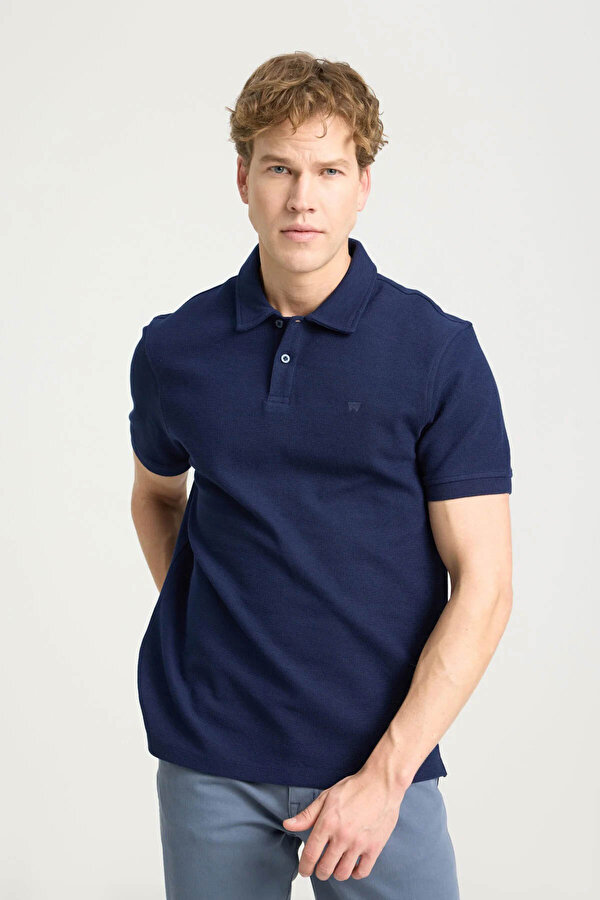 WRANGLER Kısa Kollu Polo T-shirt Lacivert Erkek Kısa Kol T-Shirt