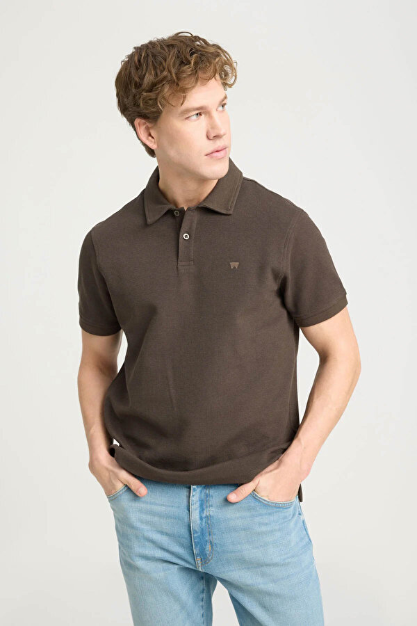 WRANGLER Kısa Kollu Polo T-shirt Haki Erkek Kısa Kol T-Shirt