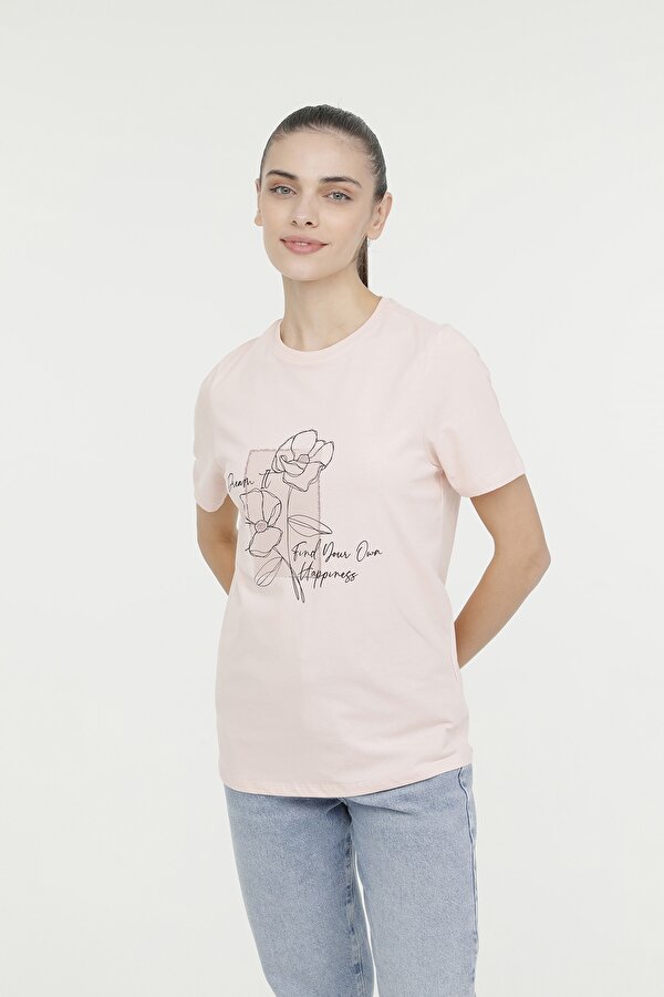 Kinetix WL AMELIA-B 11GFK301 4FX Açık Pembe Kadın Kısa Kol T-Shirt