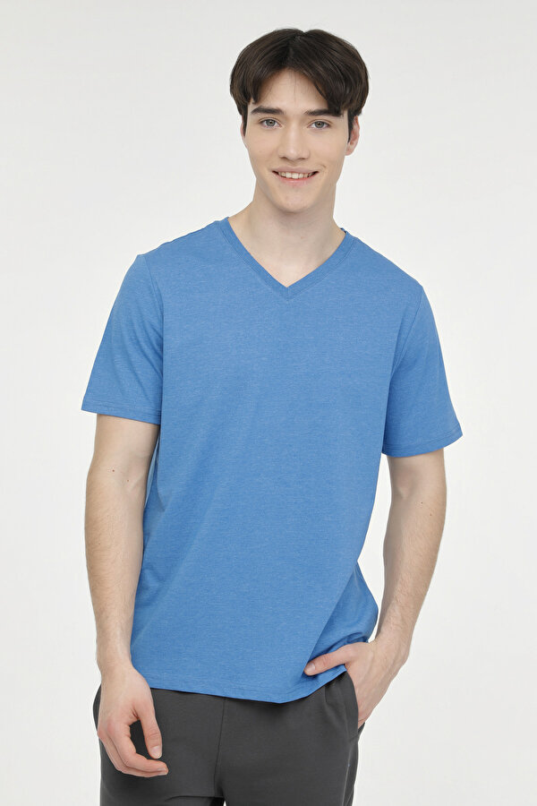 Kinetix M-SN221 BSC T-SHIRT 4FX Mavi Erkek Kısa Kol T-Shirt